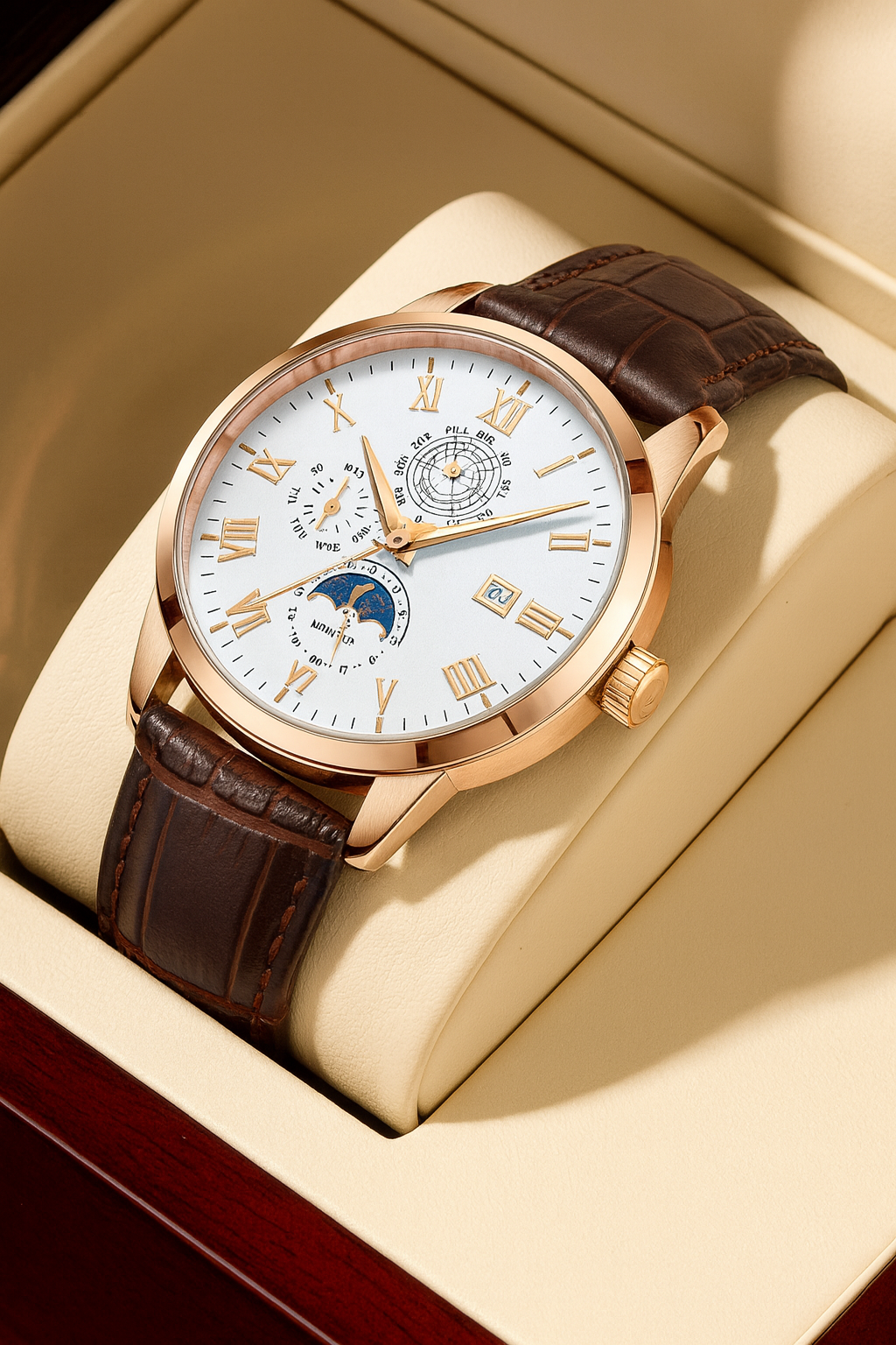 ساعة رجالية فاخرة 2024 | رياضية أنيقة، مقاومة للماء، بحزام جلدي، مضيئة وتعرض التاريخ